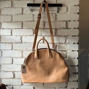 Faux Leather Dome Satchel Bag in Tan - MATT & NATT